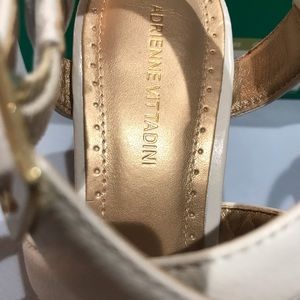 White cork heels by Adrienne Vittadini